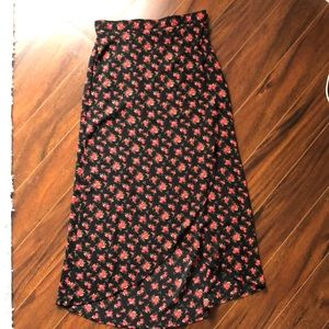 Gorgeous rose pattern faux-wrap maxi skirt